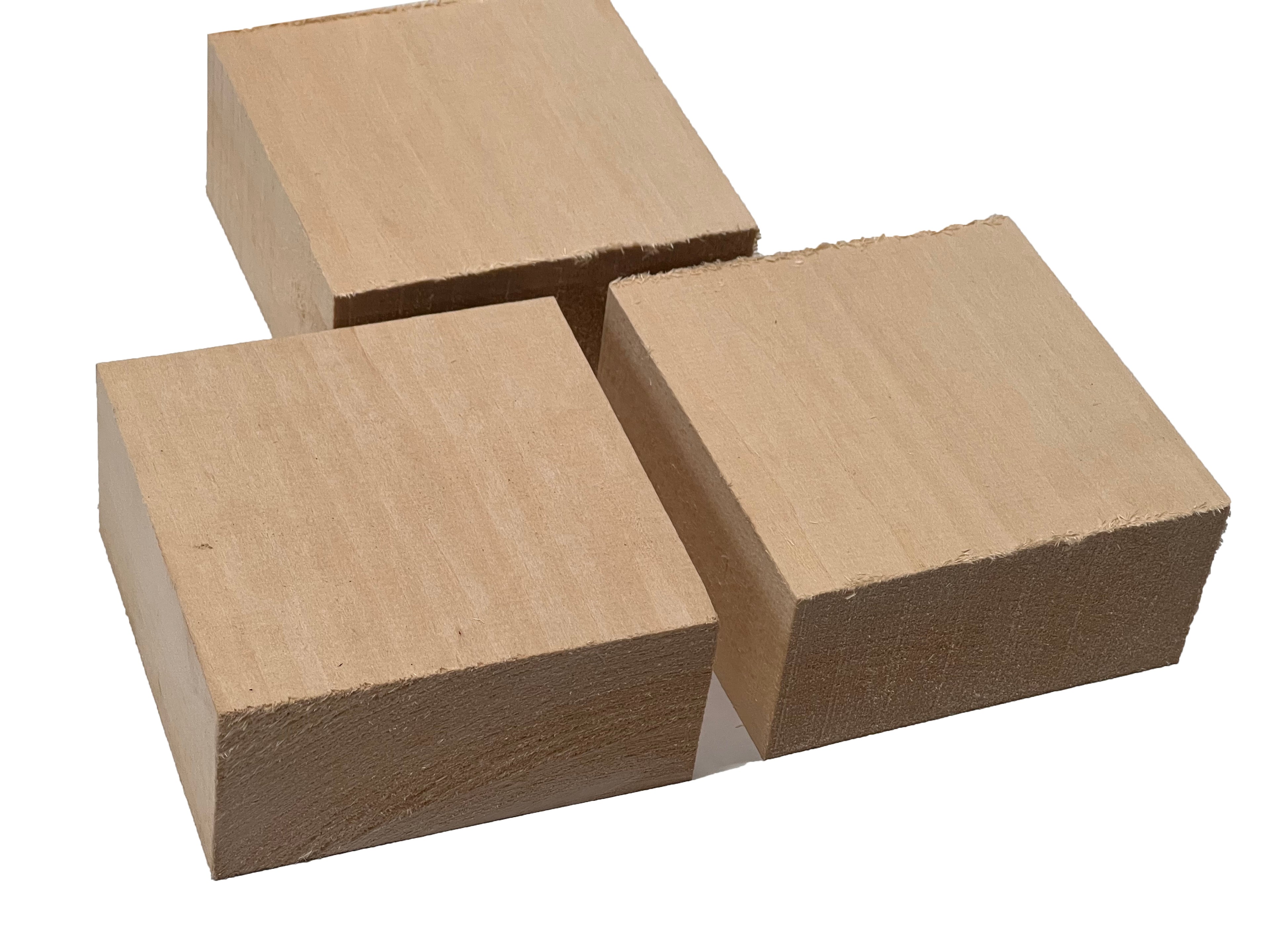 Set of 3, Basswood Carving Wood Blocks/Bowl Blanks Kit 4&quot; x 4&quot; x 2&quot; - Exotic Wood Zone - Buy online Across USA 