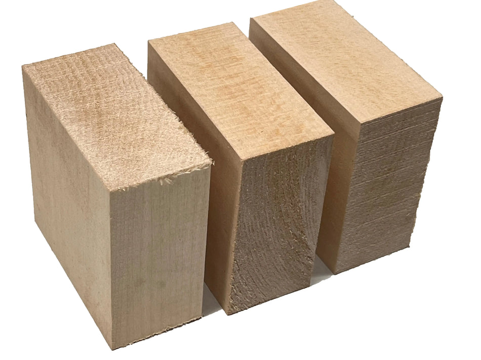 Set of 3, Basswood Carving Wood Blocks/Bowl Blanks Kit 4" x 4" x 2" - Exotic Wood Zone - Buy online Across USA 