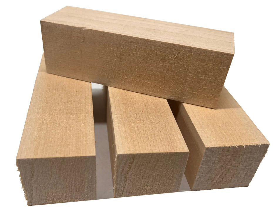 Set of 4, Basswood Carving/Whittling Wood Blanks/Turning Blocks Kit 2" x 2" x 6" - Exotic Wood Zone - Buy online Across USA 