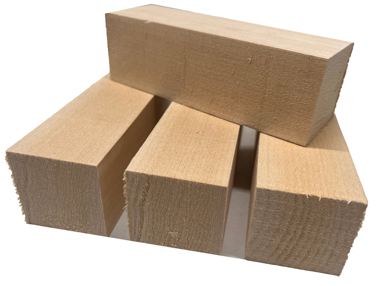 Set of 4, Basswood Carving/Whittling Wood Blanks/Turning Blocks Kit 2 x 2  x 6