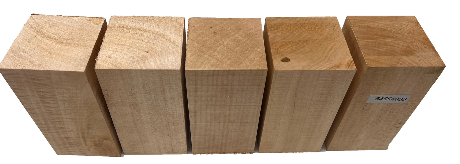 Set of 5, Basswood Carving/Whittling Wood Blanks/Turning Blocks Kit 3&quot; x 3&quot; x 6&quot; - Exotic Wood Zone - Buy online Across USA 