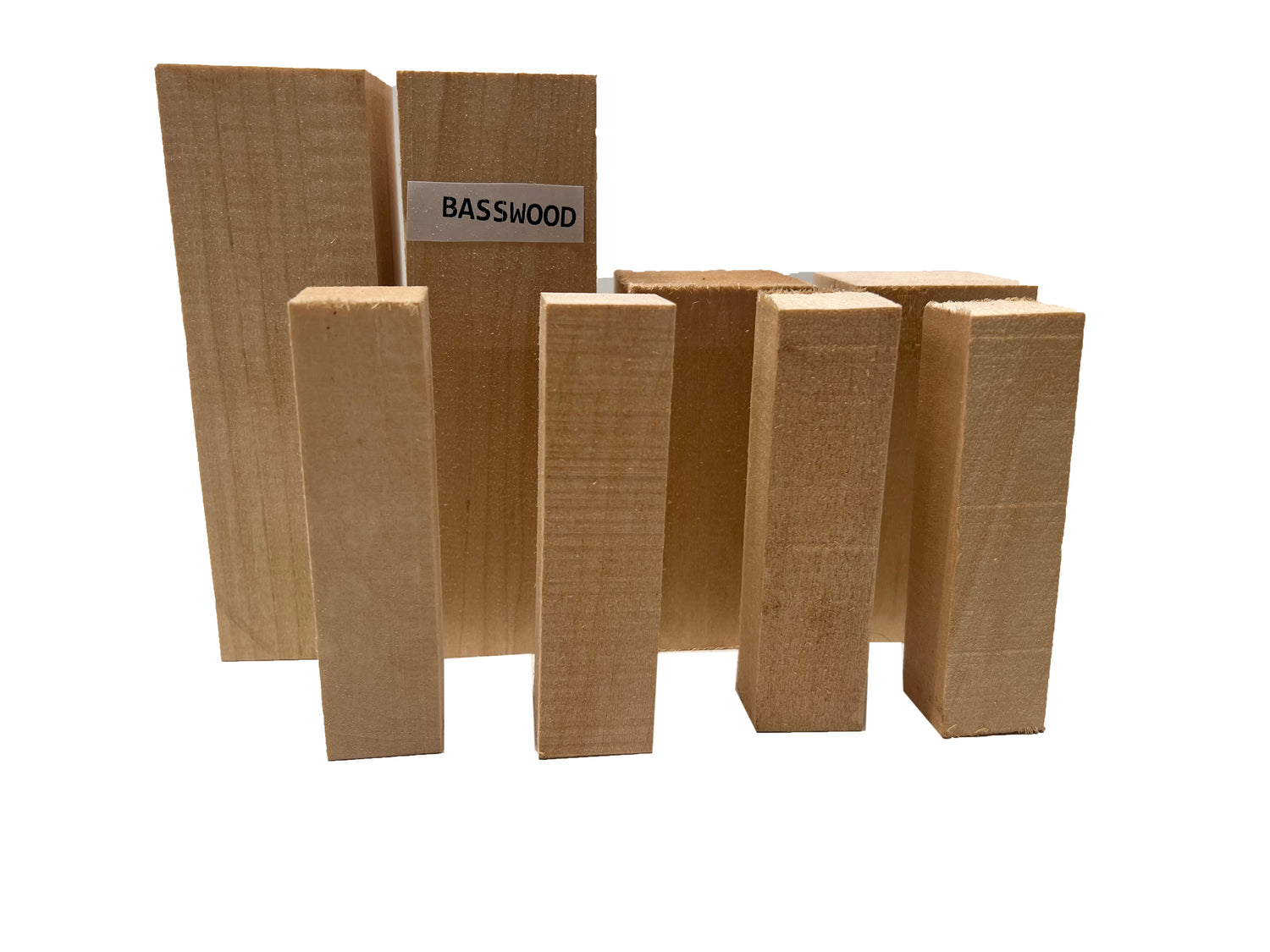 Set of 8, Smooth Carving/Whittling Wood Blocks- Set of Basswood Kit #10