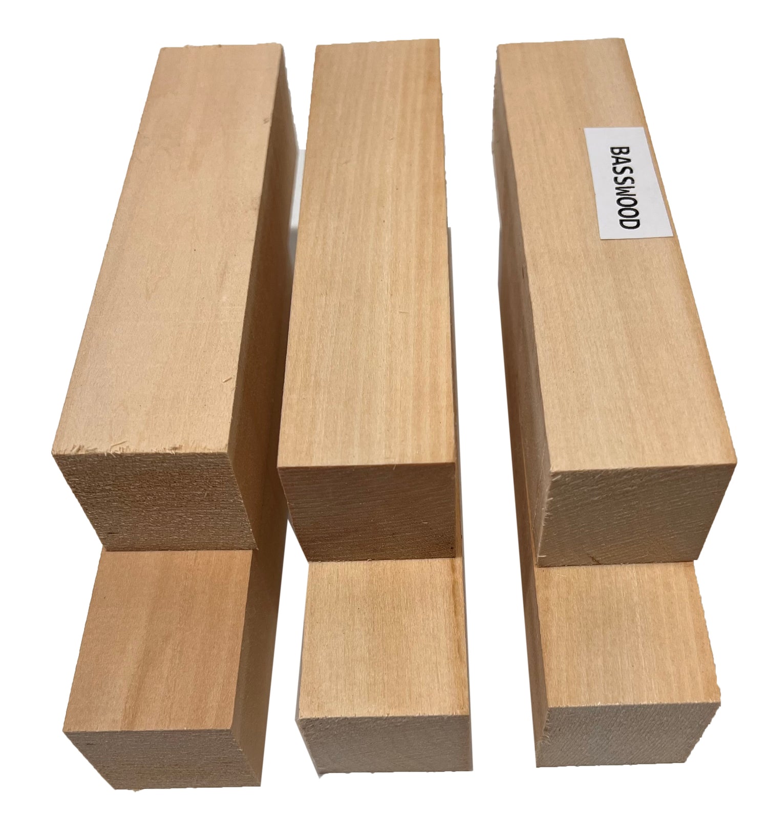 Set of 6, Basswood Carving/Whittling Wood Blanks/Turning Blocks Kit 1-1/2  x 1-1/2 x 6