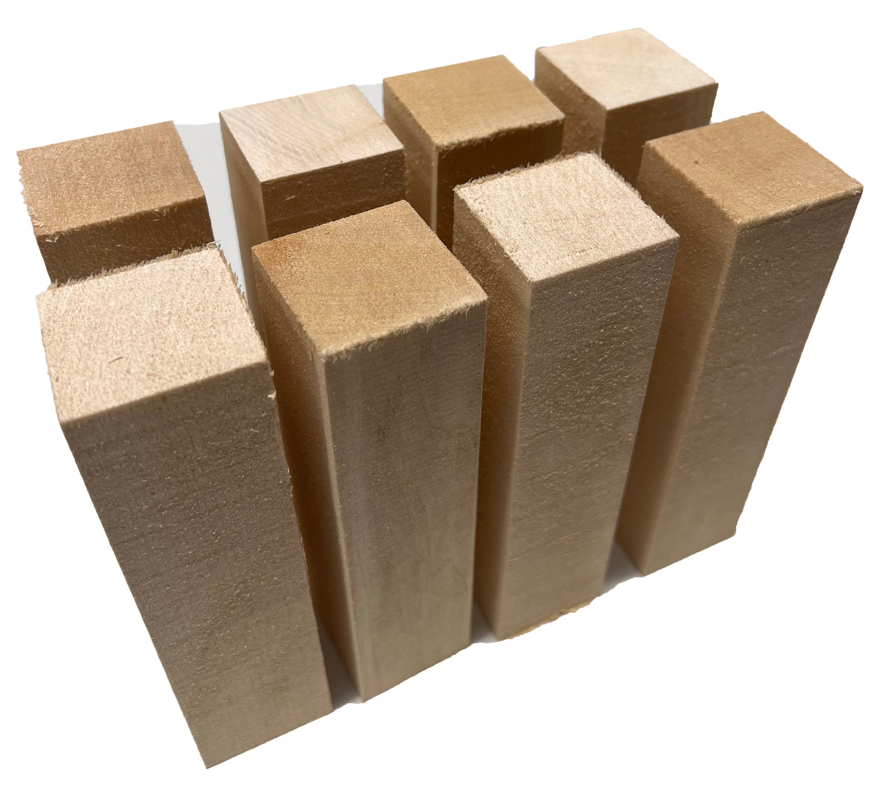 Juego de 6, kit de bloques de torneado/tallado de madera de tilo, 1-1/2 x  1-1/2 x 6