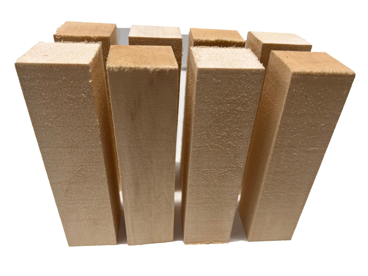 Set of 8, Basswood Carving/Whittling Wood Blanks/Turning Blocks Kit 1-1/2" x 1-1/2" x 6" - Exotic Wood Zone - Buy online Across USA 