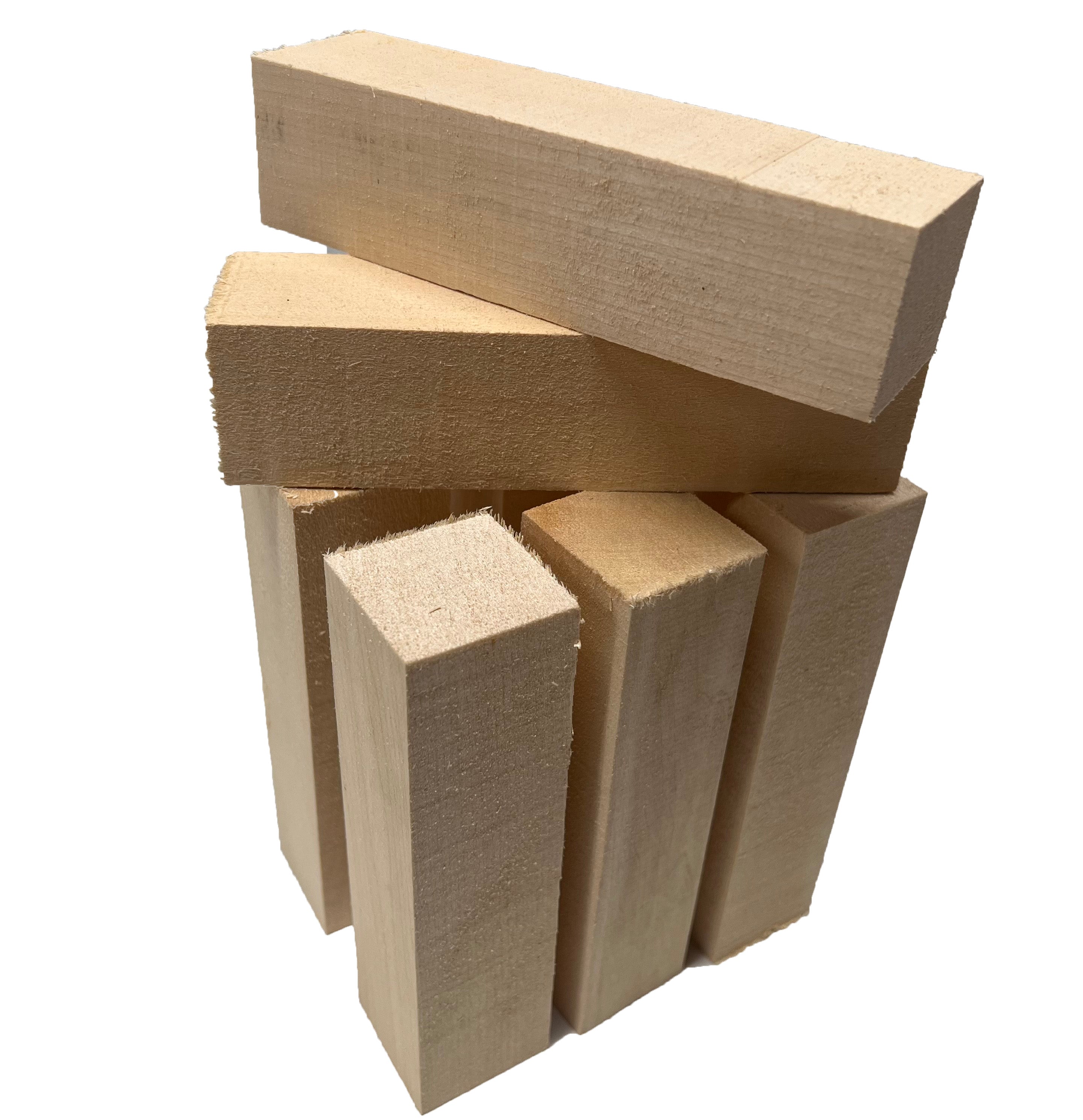 Set of 8, Large Basswood Carving/Whittling Wood Blocks Kit 1-1/2&quot; x 1-1/2&quot; x 6&quot; - Exotic Wood Zone - Buy online Across USA 