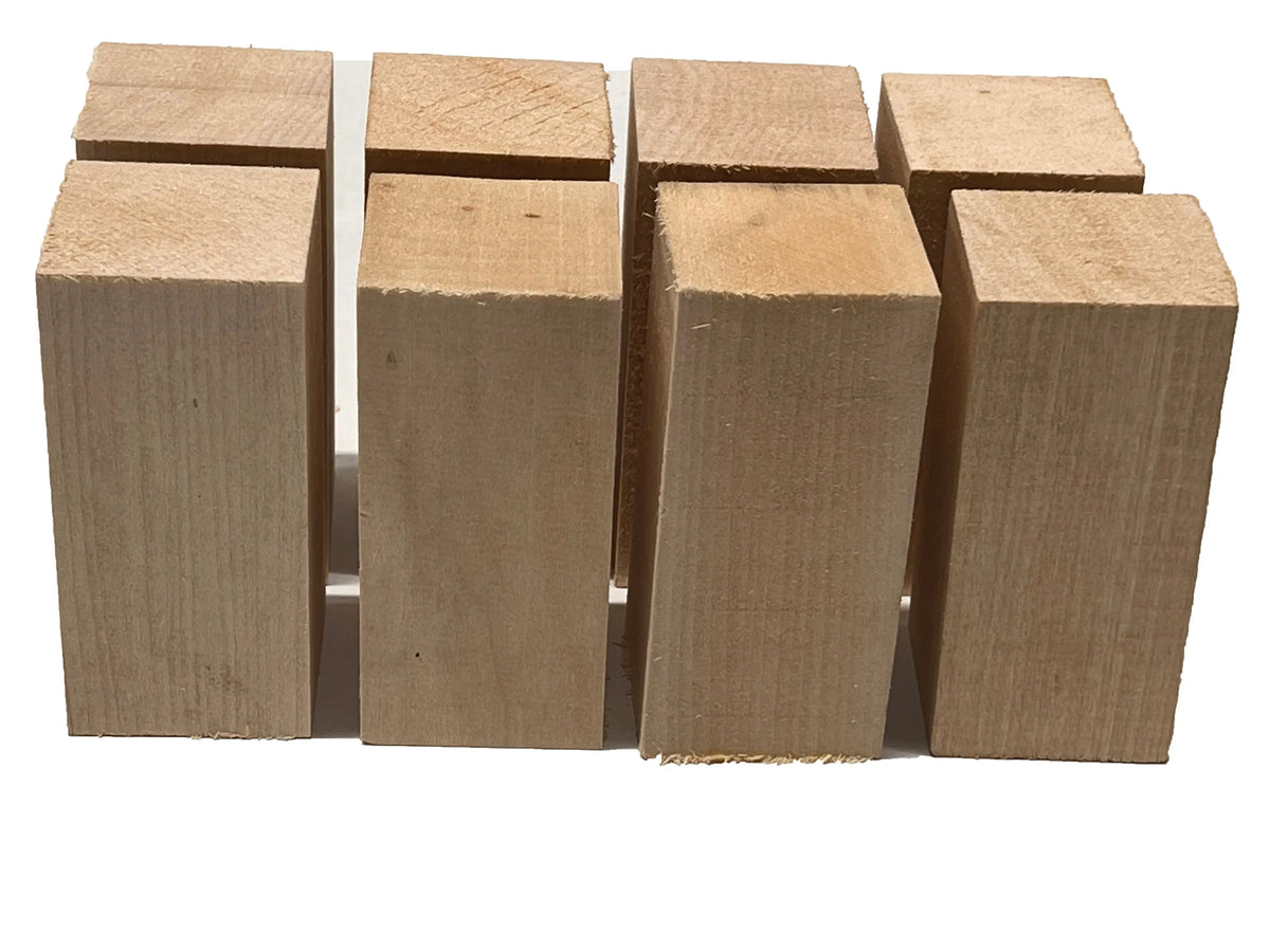 Set of 8, Basswood Carving/Whittling Wood Blanks/Turning Blocks Kit 2" x 2" x 4" - Exotic Wood Zone - Buy online Across USA 