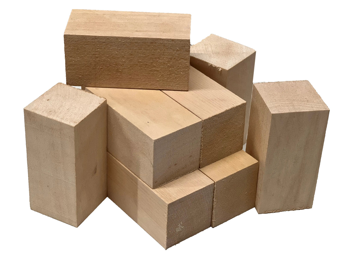 Set of 8, Basswood Carving/Whittling Wood Blanks/Turning Blocks Kit 2" x 2" x 4" - Exotic Wood Zone - Buy online Across USA 