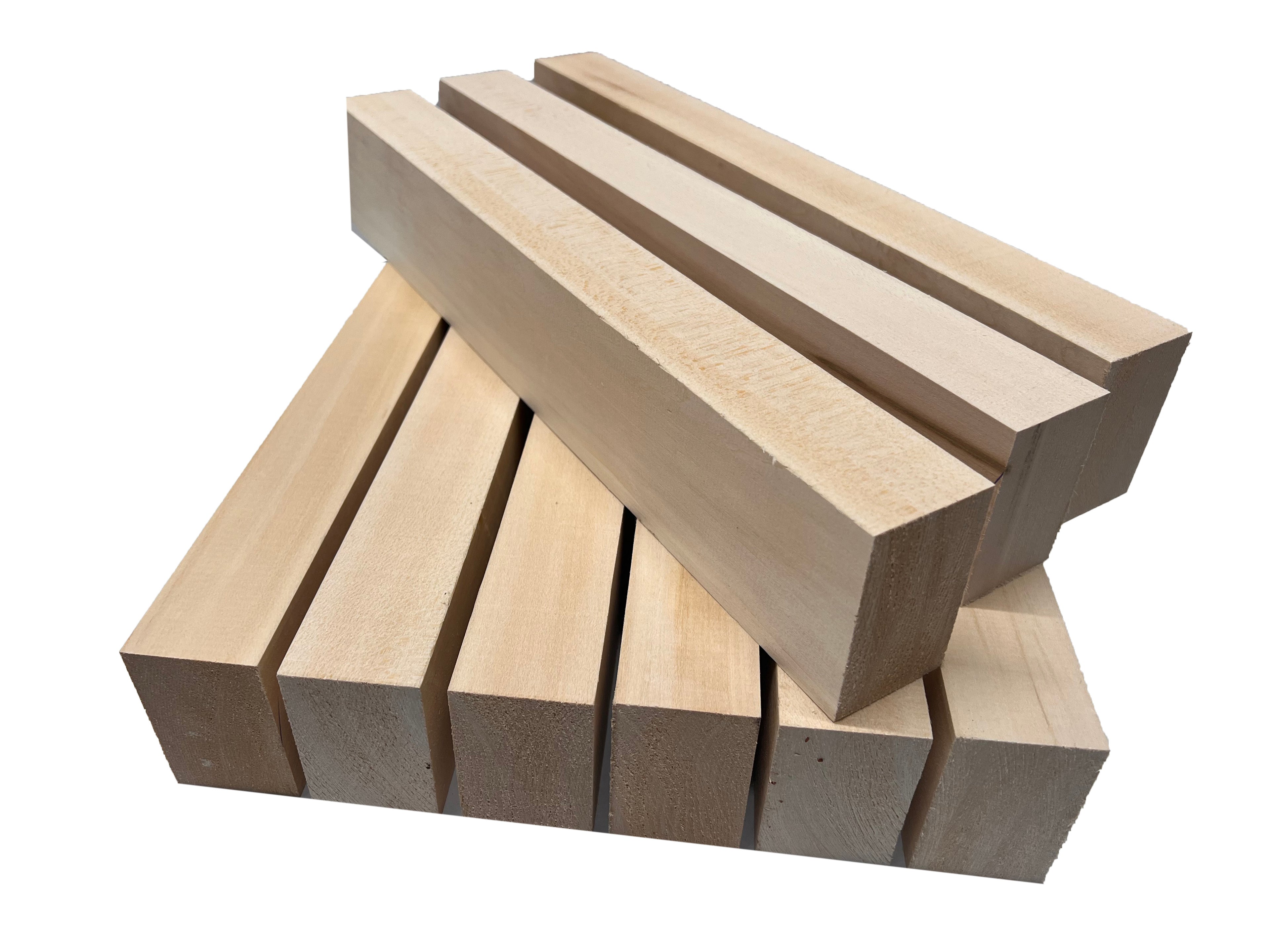 Juego de 6, kit de bloques de torneado/tallado de madera de tilo, 1-1/2 x  1-1/2 x 6
