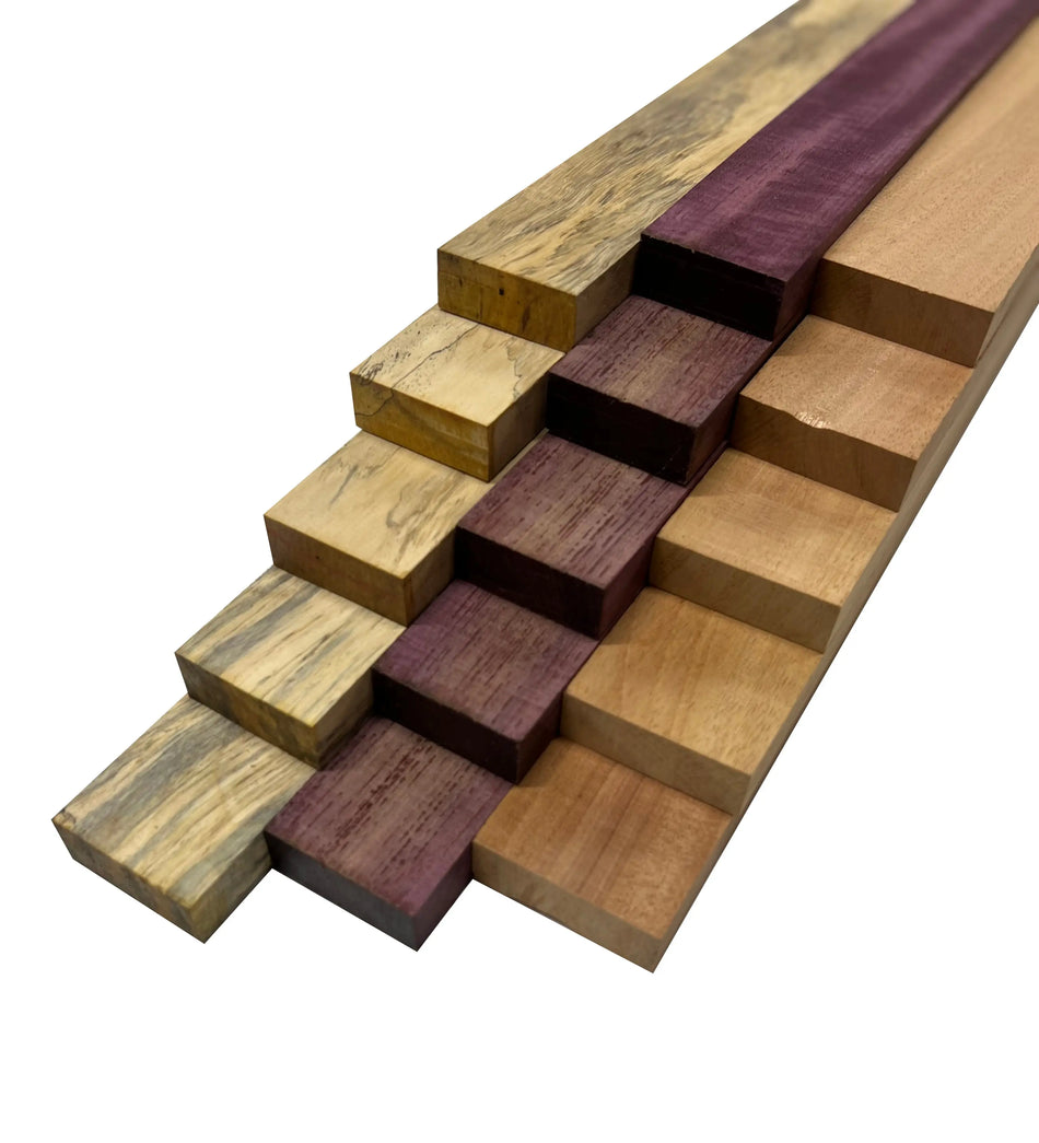 Combo of 15 , 3/4" Lumber Boards | Cutting Board Blocks | (Spalted Tamarind , Purpleheart , Honduran Mahogany ) - Exotic Wood Zone - Buy online Across USA 