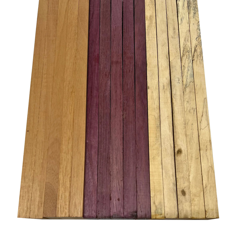 Combo of 15 , 3/4" Lumber Boards | Cutting Board Blocks | (Spalted Tamarind , Purpleheart , Honduran Mahogany ) - Exotic Wood Zone - Buy online Across USA 