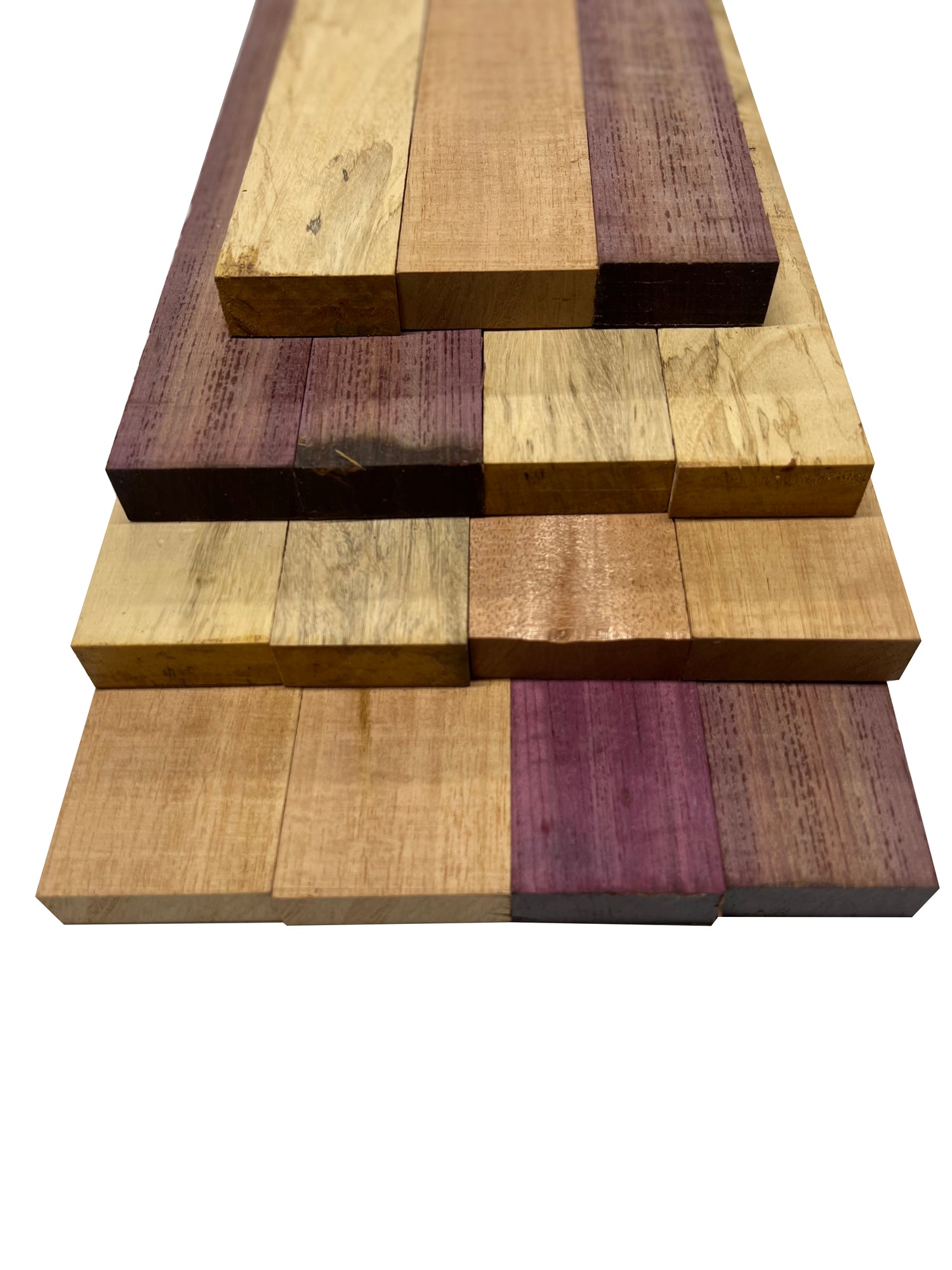Combo of 15 , 3/4&quot; Lumber Boards | Cutting Board Blocks  18&quot; x 2&quot; x 3/4&quot; | (Spalted Tamarind , Purpleheart , Honduran Mahogany ) - Exotic Wood Zone - Buy online Across USA 
