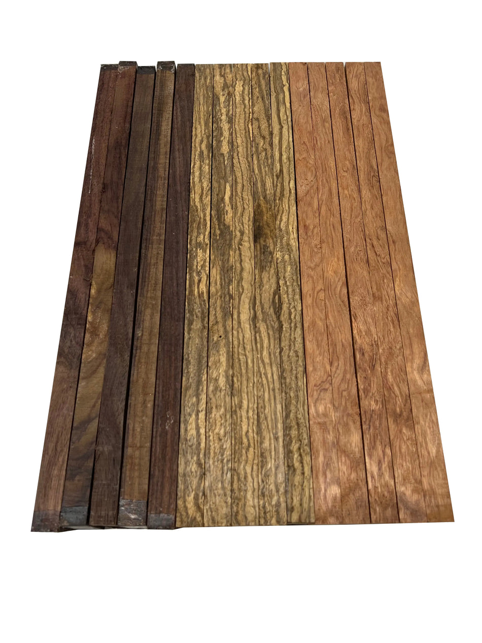 Combo of 15 , 3/4" Lumber Boards | Cutting Board Blocks | ( Bubinga , Zebrawood , Indian Rosewood ) - Exotic Wood Zone - Buy online Across USA 