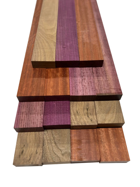 Combo of 15 , 3/4" Lumber Boards | Cutting Board Blocks  | (Walnut , Bloodwood, Purpleheart ) - Exotic Wood Zone - Buy online Across USA 