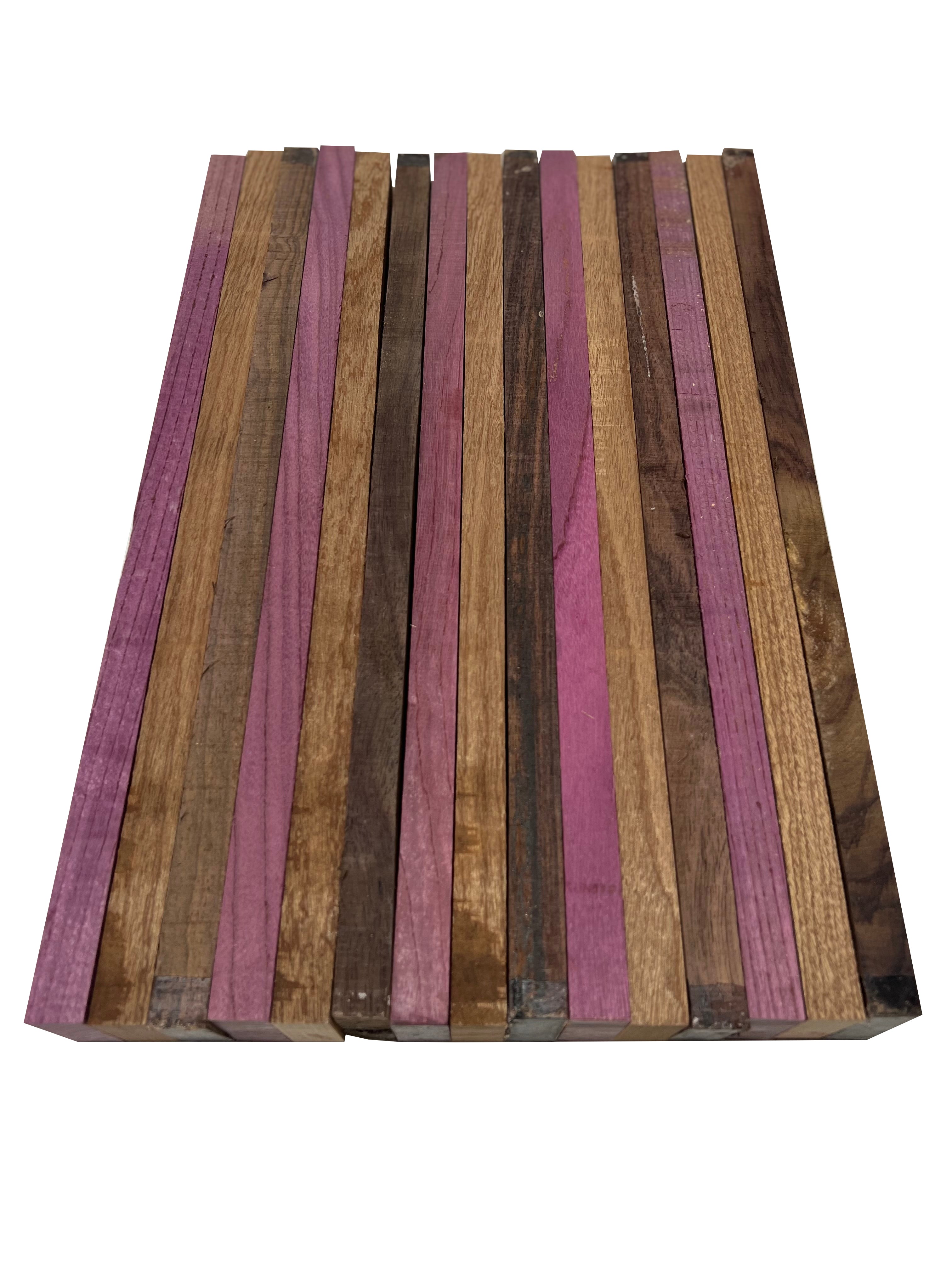 Combo of 15 , 3/4&quot; Lumber Boards | Cutting Board Blocks |  Purple Heart, Sapele, Indian Rosewood - Exotic Wood Zone - Buy online Across USA 
