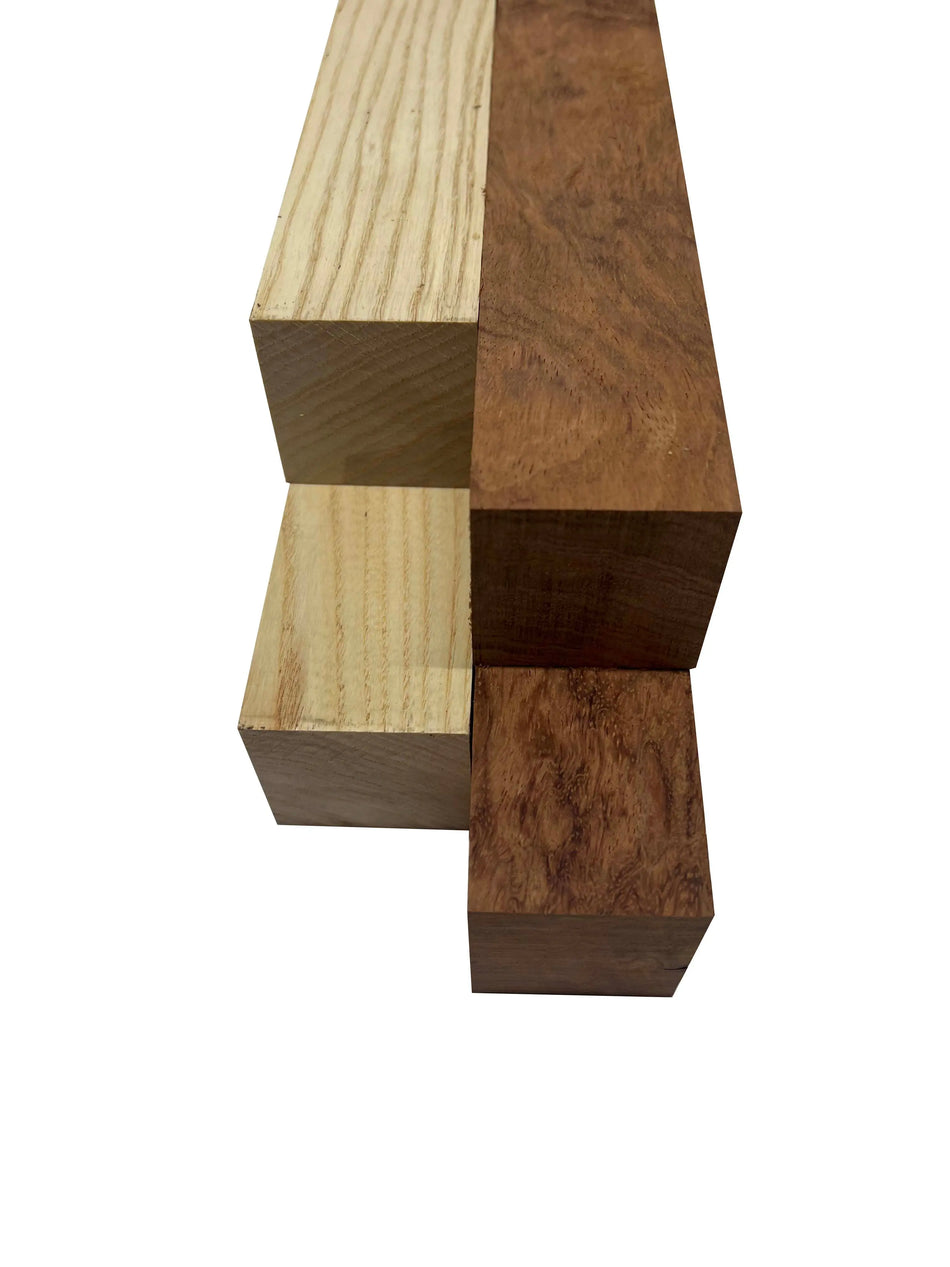 Pack Of 4 , Turning Blanks 2" x 2" | White Ash , Bubinga - Exotic Wood Zone - Buy online Across USA 