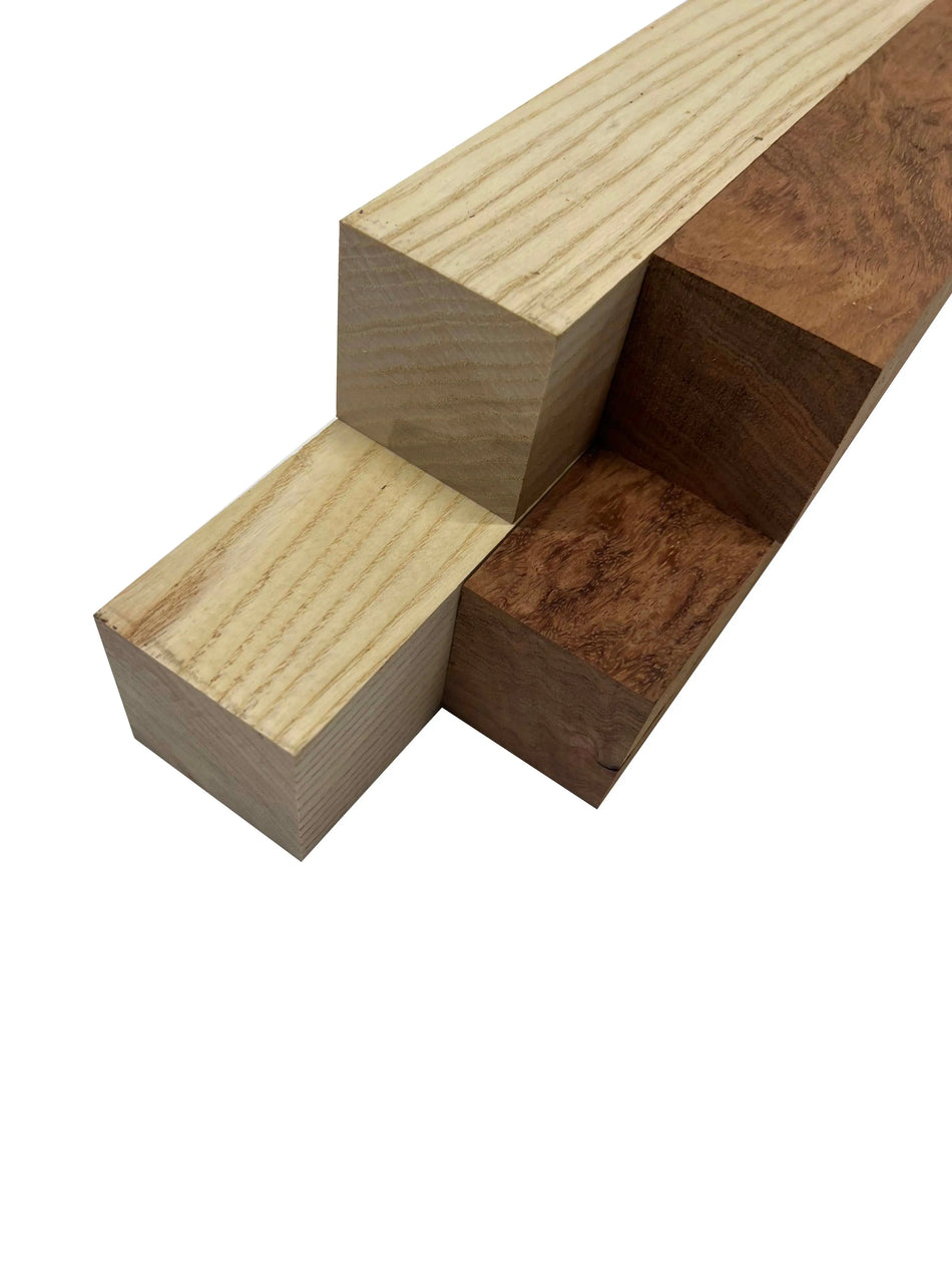 Pack Of 4 , Turning Blanks 2" x 2" | White Ash , Bubinga - Exotic Wood Zone - Buy online Across USA 