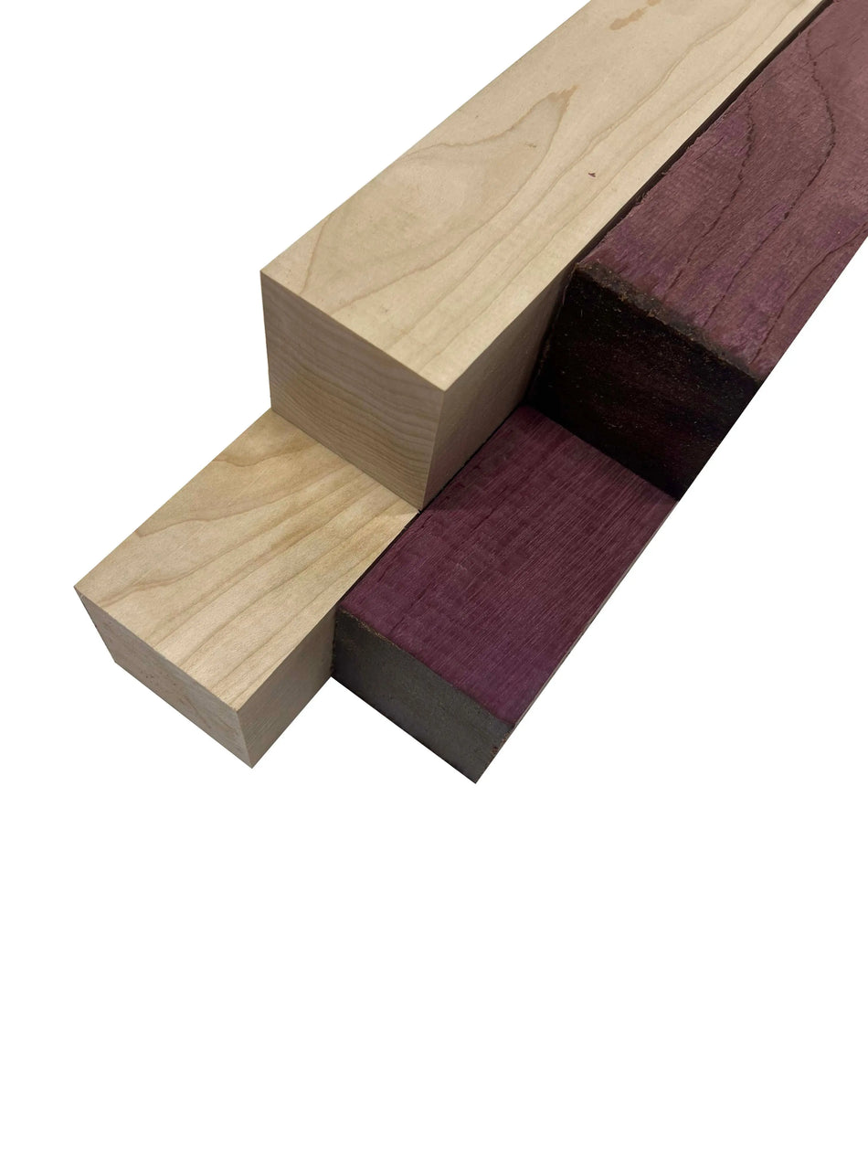 Pack Of 4 , Turning Wood Blanks 2" x 2" | Hard Maple, Purpleheart - Exotic Wood Zone - Buy online Across USA 