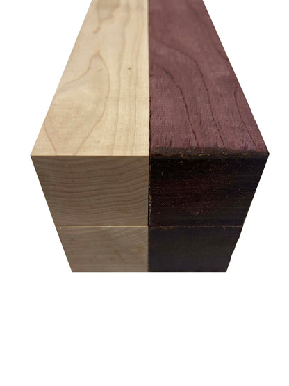 Pack Of 4 , Turning Wood Blanks 2&quot; x 2&quot; | Hard Maple, Purpleheart - Exotic Wood Zone - Buy online Across USA 