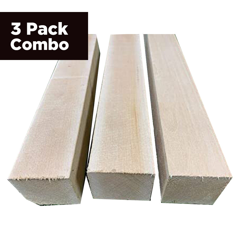 Pack of 3, Basswood Carving Wood Blocks Craft 2&quot; x 3&quot; x 12&quot; - Exotic Wood Zone - Buy online Across USA 