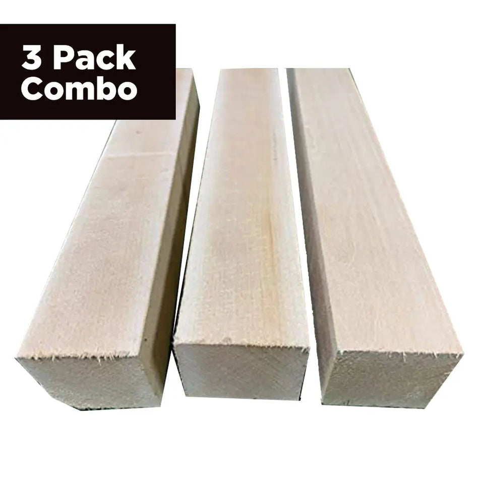 Pack of 3, Basswood Carving Wood Blocks Craft 2" x 3" x 12" - Exotic Wood Zone - Buy online Across USA 