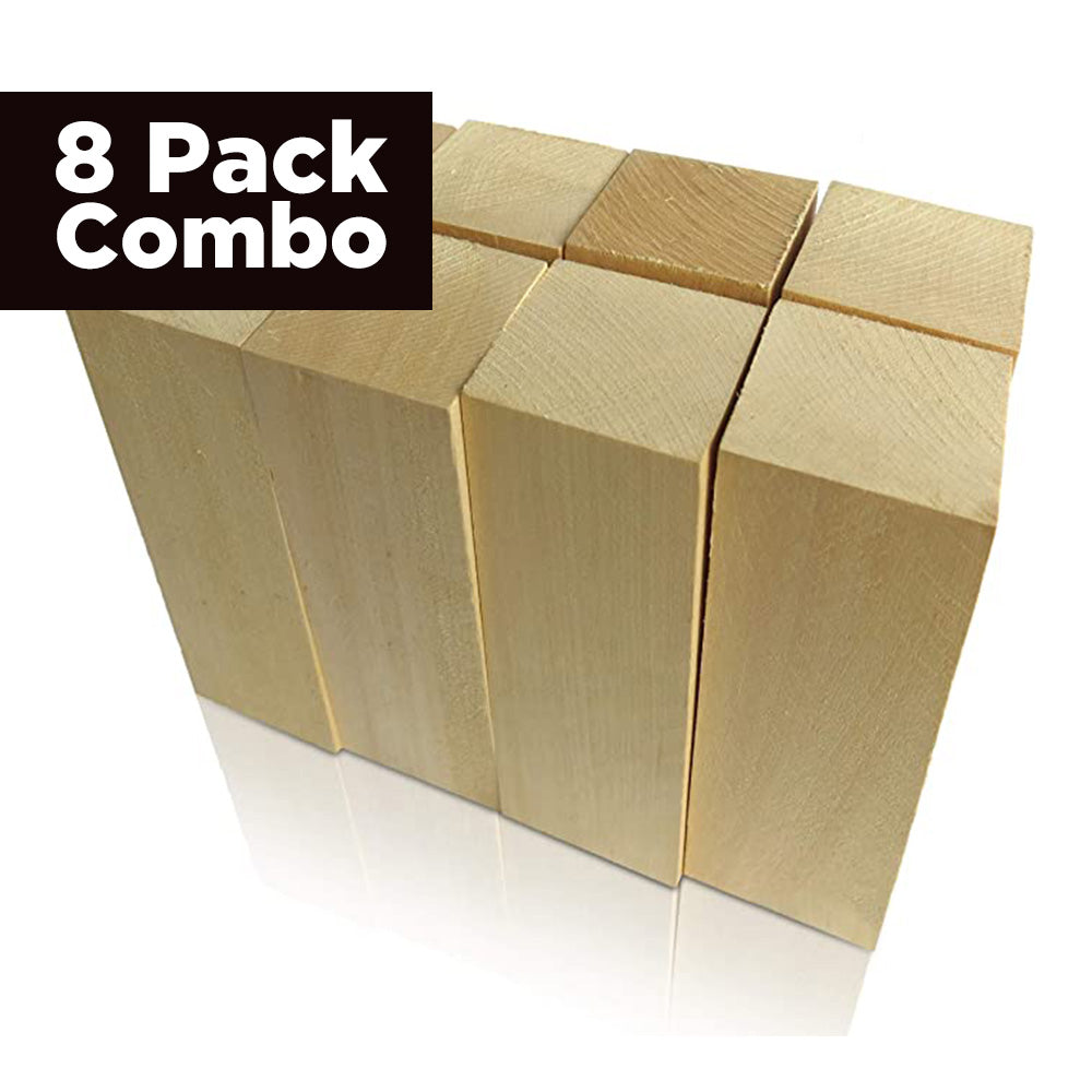 Pack of 8, Basswood Carving Wood Blocks Craft 6&quot; x 2&quot; x 2&quot; - Exotic Wood Zone - Buy online Across USA 