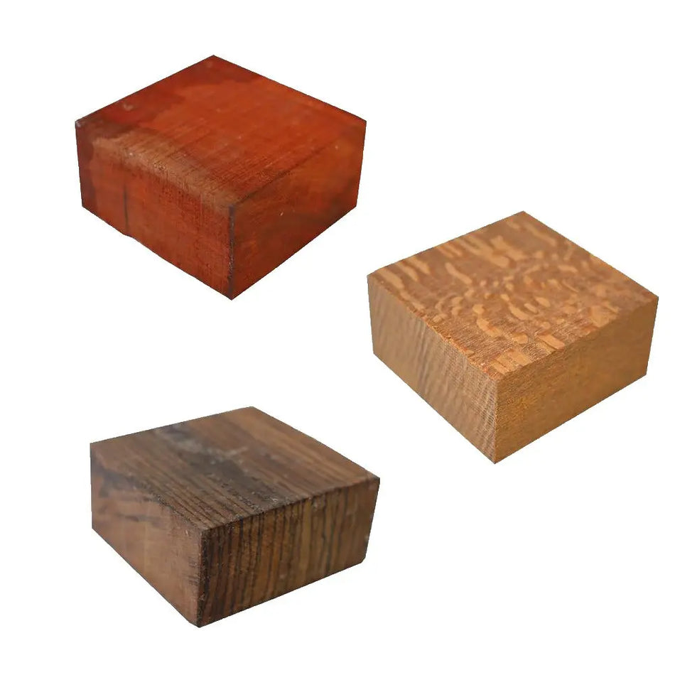 # Pack of 3, Bowl Blanks - Padauk, Leopardwood, Zebrawood - 6” x 6” x 2” - Exotic Wood Zone - Buy online Across USA 