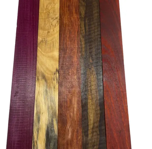 Combo Pack Of 10, 5 Species, Cutting Boards/Thin Dimensional Lumber (Purpleheart,Spalted Tamarind,Bubinga,Black Limba,Padauk ) - Exotic Wood Zone - Buy online Across USA 