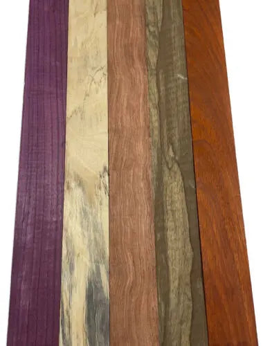 Combo Pack Of 10, 5 Species, Cutting Boards/Thin Dimensional Lumber (Purpleheart,Spalted Tamarind,Bubinga,Black Limba,Padauk ) - Exotic Wood Zone - Buy online Across USA 