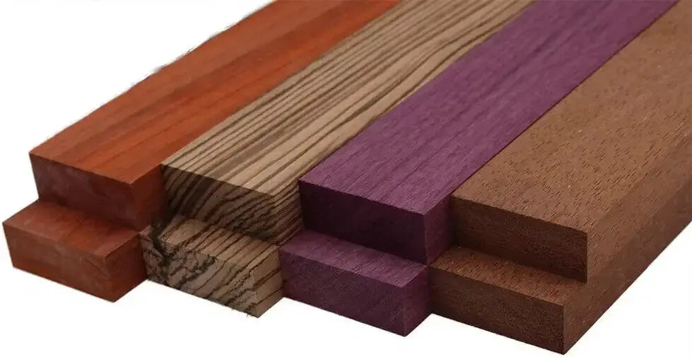 Combo Pack Of 8, 4 Species, Cutting Boards/Thin Dimensional Lumber ( Padauk, Zebrawood,Purpleheart,Merbau ) - Exotic Wood Zone - Buy online Across USA 