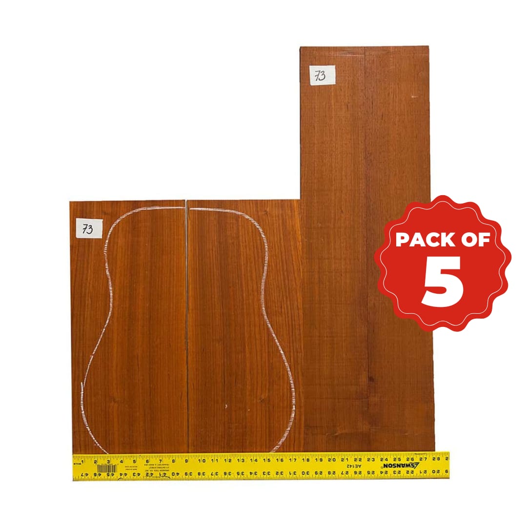 Lot Of 5 , African Padauk Guitar Dreadnought Back and Side Sets - Exotic Wood Zone - Buy online Across USA 