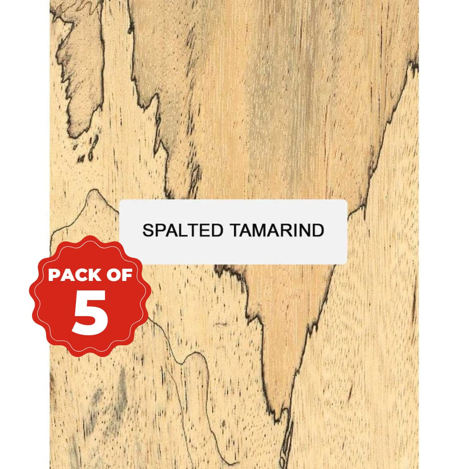 Pack of 5, Spalted Tamarind Wood Knife Blanks/Knife Scales Bookmatched 5"x1-1/2"x3/8" - Exotic Wood Zone - Buy online Across USA 